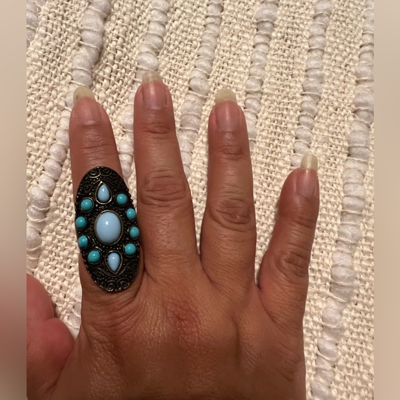 Beautiful Turquoise Oval Ring Size 7 - Picture 8 of 8